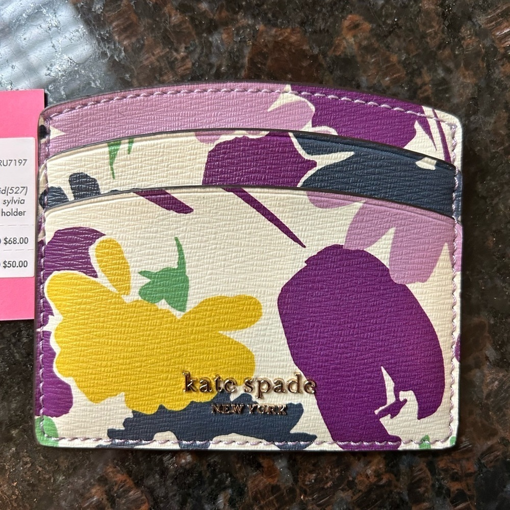Kate Spade Floral Card Holder - Purple, Yellow, Green